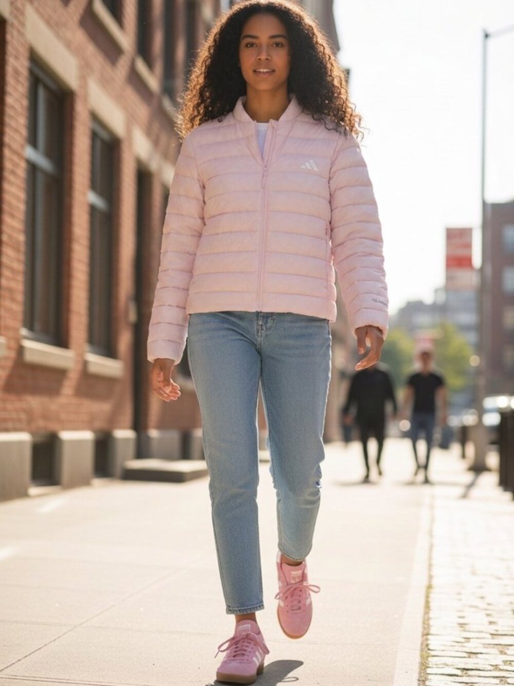 Adidas Womens Helionic Light Down Jacket Clear Pink Large JX3042 Climawarm